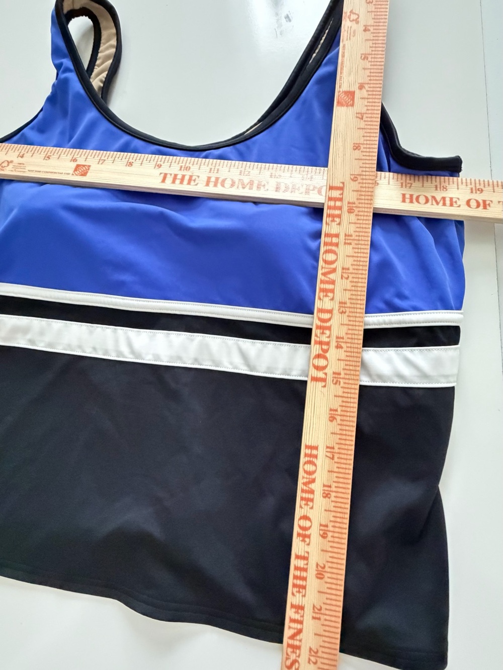 L.L. Bean Blue, Black & White Colorblock One-Piece Swim Top - Picture 6 of 6